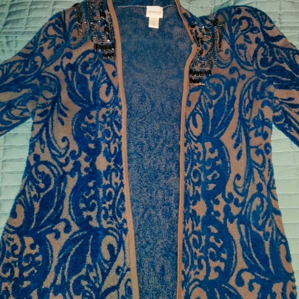 Embelished deep aqua sweater